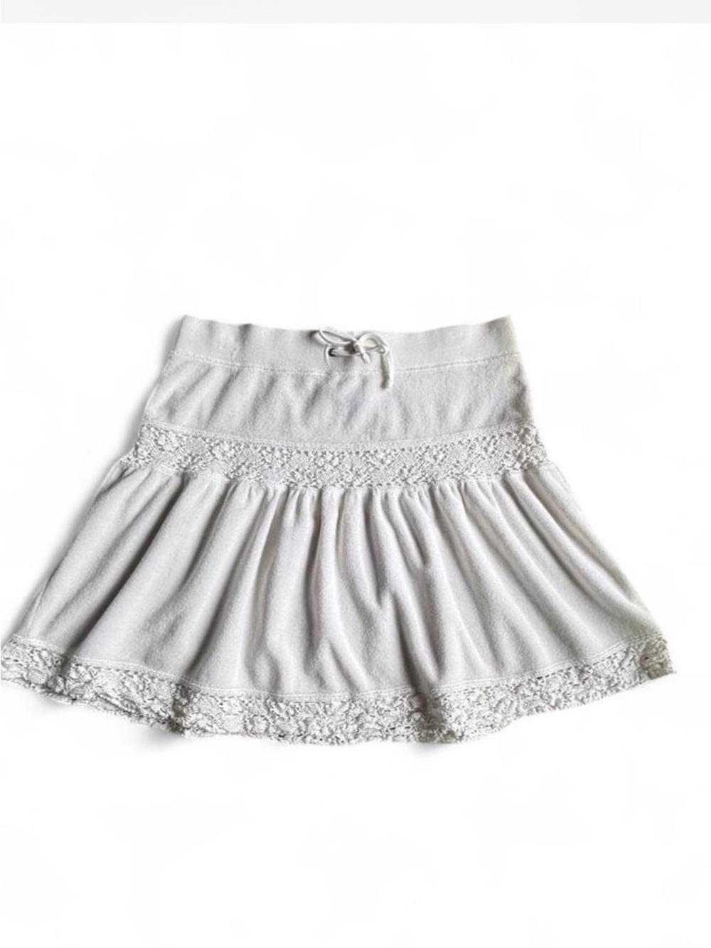 Juicy Couture White Lace-Trim Circle Skirt
